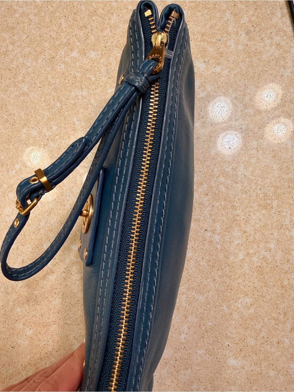 Marc Jacobs Blue Leather Wristlet Clutch with Gold Hardware - Picture 8 of 9